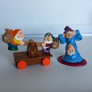 Snow White Vintage Dwarves Disney Figures 2pc Happy Meal Toys Dopey 90's 1992